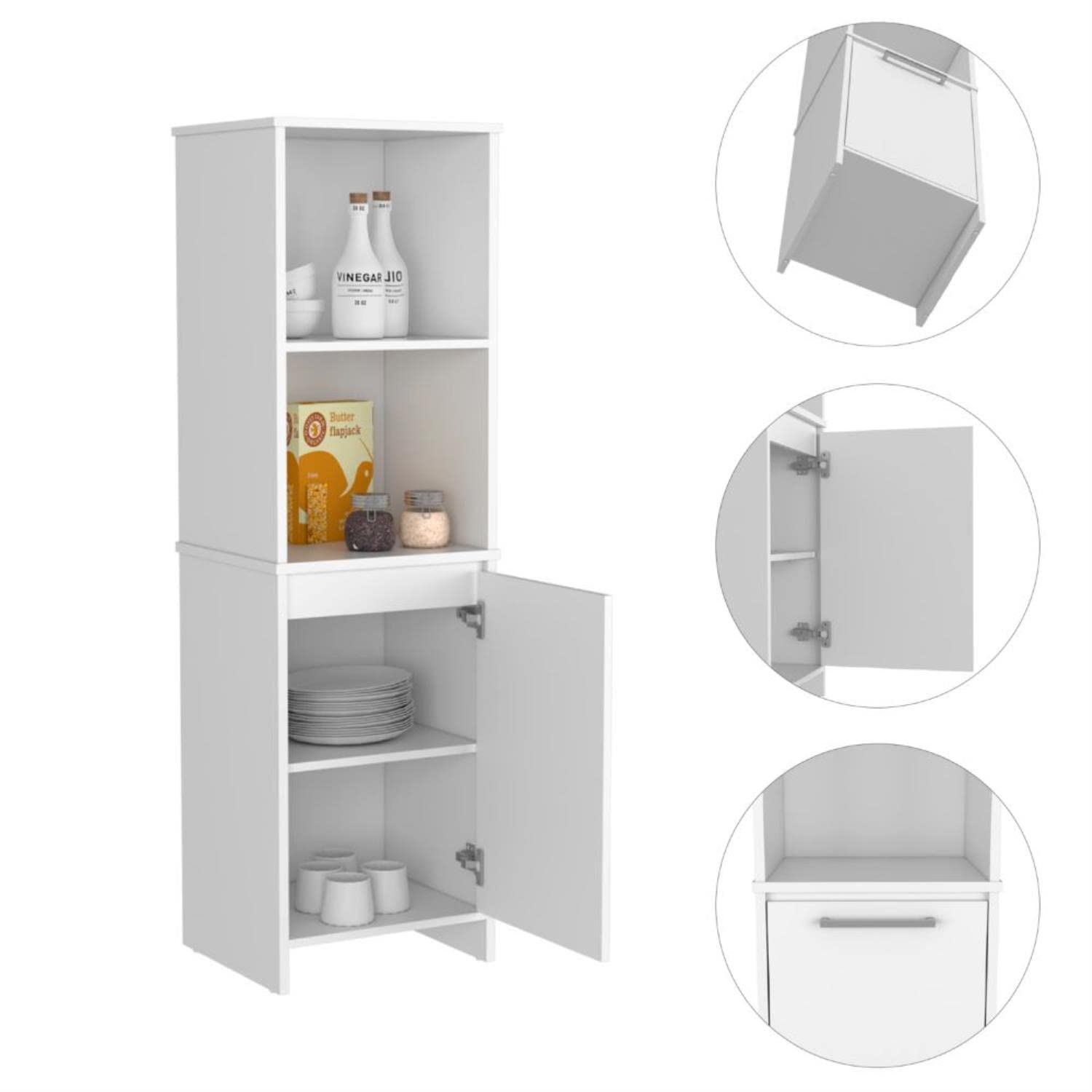 DEPOT E-SHOP Leticia Nightstand with Open Shelf and 2 Legs, Light Oak/White